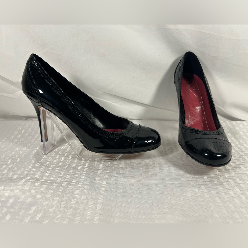 7512: Kate Spade Black Patent Leather Pumps Red Insole Size 10